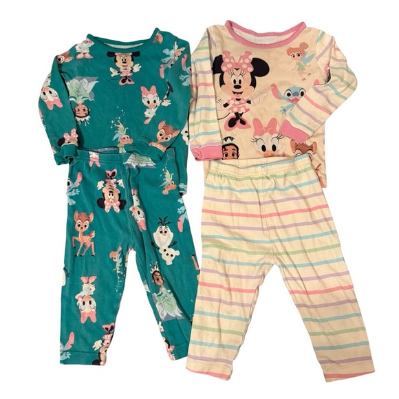 Disney 100 Toddler Pajama Set Bundle Minnie Frozen Bambi 2T - Picture 1 of 10